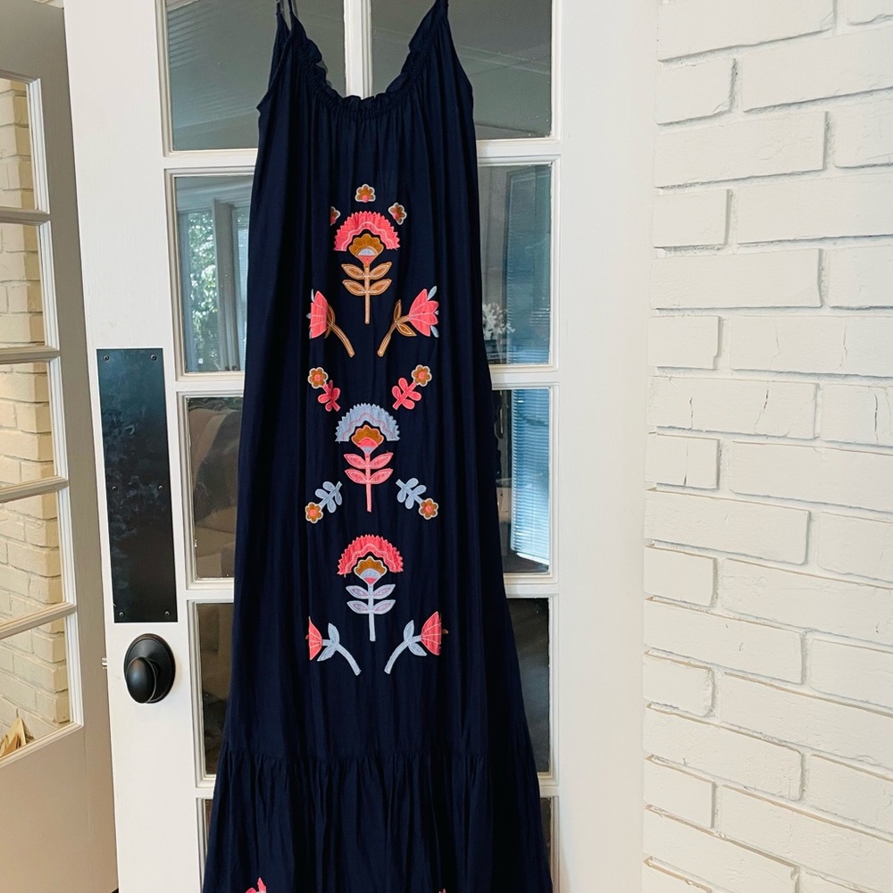 NWOT/Anthropologie The Malika Blue Embroidered Dress/small loose fit/ - Picture 6 of 14